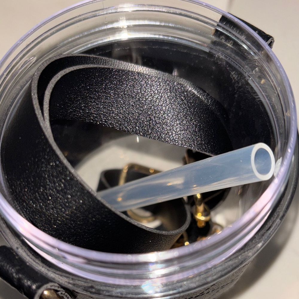 Black Travel Mug (with crossbody strap and straw) - Picture 3 of 4